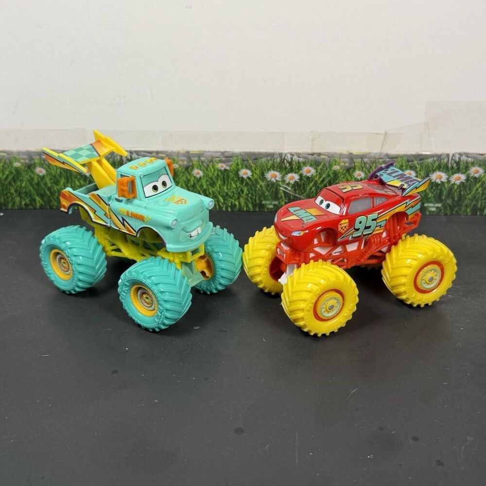 Disney Pixar Cars Custom Monster Truck DUO Pack RTC Mater And Lightning McQueen